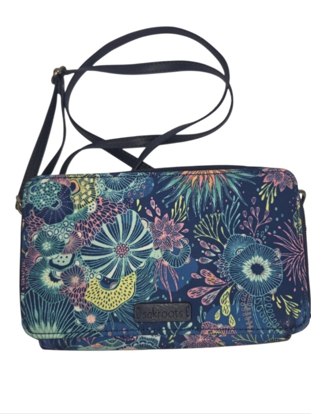 Sakroots Smartphone Crossbody Wallet Royal Blue Seascape - Picture 2 of 10